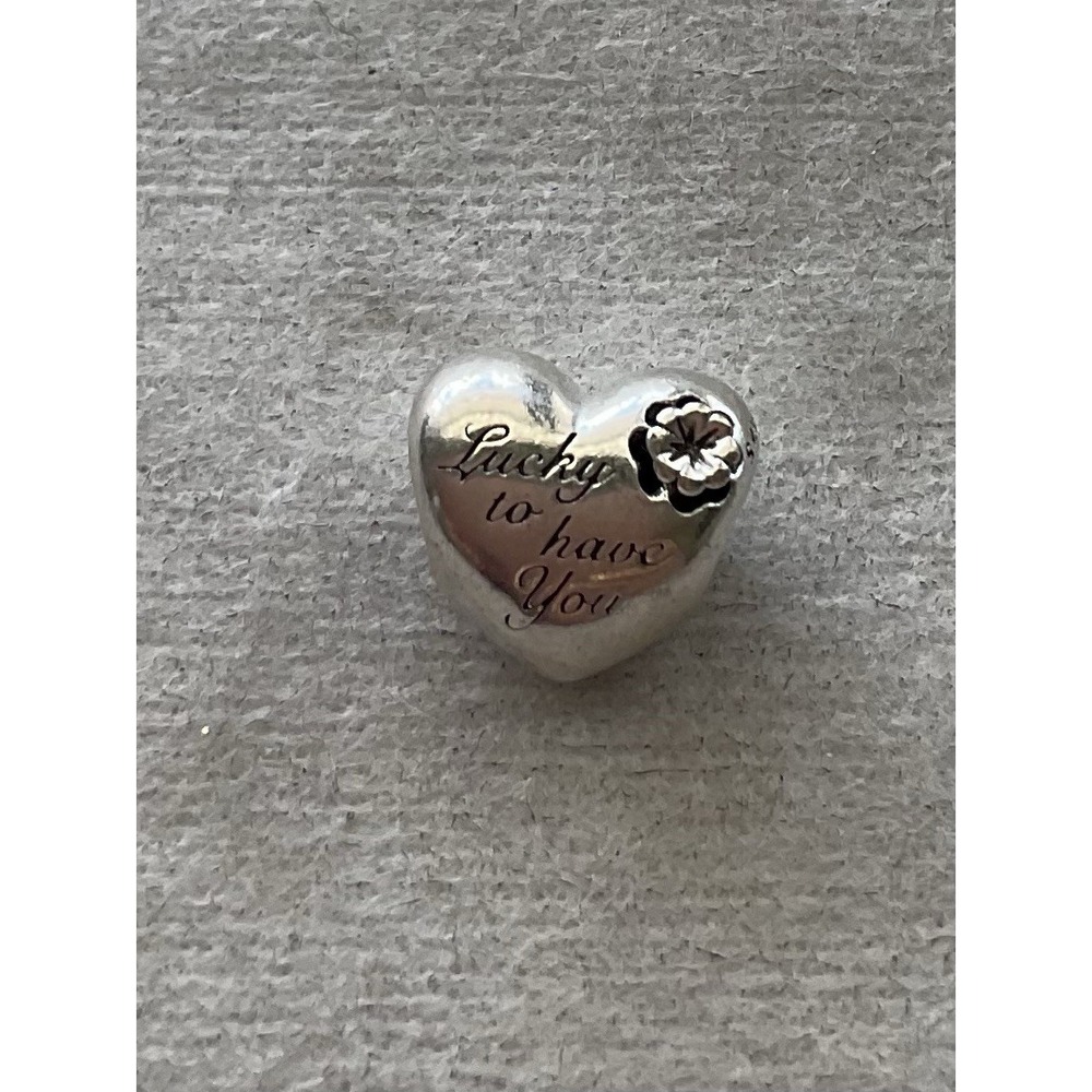 sterling silver Pandora Heart & Clover Charm ALE 925 Mom Lucky To Have You